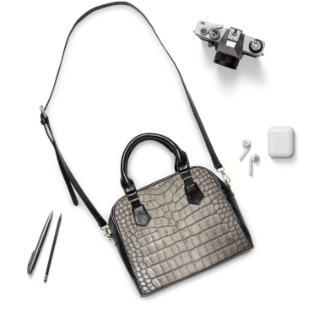 Alligator (Grey) Shoulder Handbag